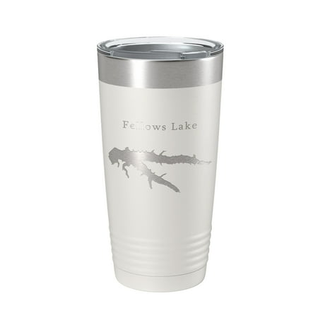 

Fellows Lake Map Tumbler Travel Mug Insulated Laser Engraved Coffee Cup Missouri 20 oz White