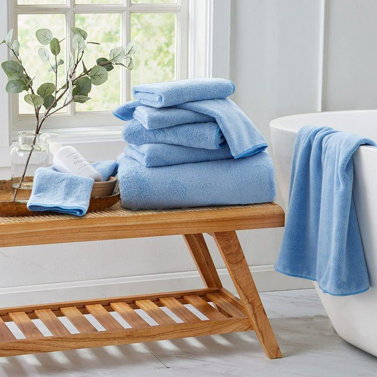 Jessy Home 8 Piece Oversized Blue Bath Towel Set-2 Extra Large Bath Towel  Sheets, 2 Hand Towels, 4 Washcloths-600GSM Soft Plush Towel Set 