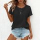 thumbnail image 3 of Camisas de Manga Corta para las Mujeres Casual Botón de Color Sólido Cuello Redondo Camisa de Manga Corta de Tamaño Grande Verano Camisas de Manga Corta para las Mujeres, 3 of 5