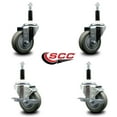 thumbnail image 2 of 3.5 Inch Gray Poly Wheel Swivel 7/8 Inch Expanding Stem Caster Set 2 Brakes SCC, 2 of 2