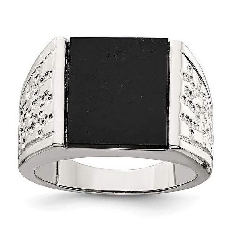 SAAD Sterling Silver Onyx Ring 約19mm 925 Sterling Silver Onyx Men's Ring Size 9 - Walmart.com