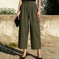 thumbnail image 5 of Women's High Waisted Cargo Pants Solid Color Loose With Pockets Casual Work Culotte Pants, 5 of 8
