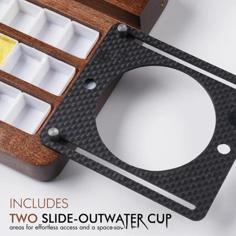CEORPER Watercolor Paint Tray 24 Well Foldable Magnetic Wooden Palette For Outdoor