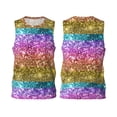 thumbnail image 2 of Gaeub Glitter Rainbow Men's Mesh Basketball Jersey, Quick-Drying Sleeveless Top S-4XL, Loose Muscle Tank Top -Small, 2 of 9