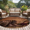 thumbnail image 5 of Cowboy Western Round Area Rugs Collection 5', Cowboy Hats Boots Retro Rose Brown Wooden Non Slip Indoor Circular Throw Runner Rug Floor Mat Carpet for Living Room Dining Table Bedroom Nursery, 5 of 9