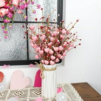 Pink Heart Shaped Berry Spray Artificial Berry Sprigs with Flexible StemsforRomantic Valentine Day GiftforHer Valentine DecorationforDinner Table Home Decor