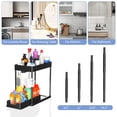 thumbnail image 2 of Under Sink Organizers and Storage, 2 Tier Black Bathroom Cabinet Organizer with 4-Height Adjustable Telescopic Tube,4 Removable Dividers,4 Hooks,1 Cup, Kitchen Under Sink Organizer,1 Pack C98, 2 of 3