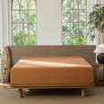 thumbnail image 3 of MooMee 100% Washed Cotton Queen Fitted Sheet Only Linen Like Textured Extra-Deep Pocket Breathable Soft 1-Piece(Burnt Orange, 60" x 80"), 3 of 6