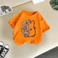 thumbnail image 5 of Toddler Shirts Kid Leisure Graphic Round Neck Short Sleeve Tee Summer Outwear Girls Tops Orange 9 Years-10 Years, 5 of 5