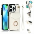 thumbnail image 1 of Mantto Wallet Case for iPhone 11 Pro Max with Kickstand Rotated Finger Ring Holder Bracket Case, PU Leather Card Slots Magnetic Case with RFID Blocking Protective Shockproof Wrist Strap Case,White, 1 of 9