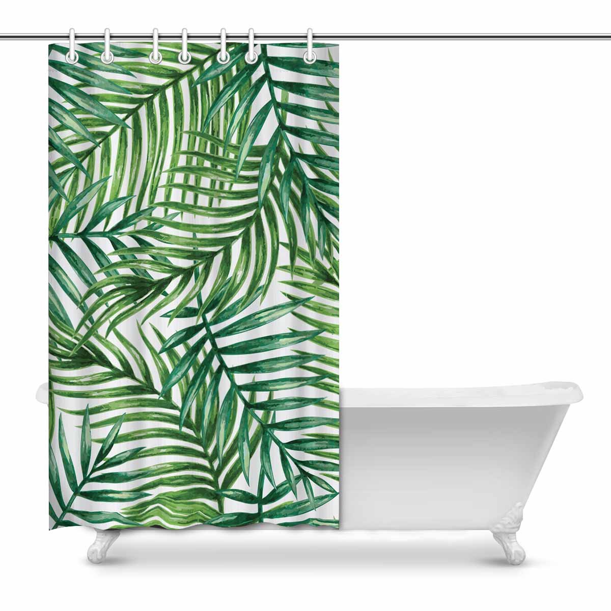 Pop Tropical Palm Leaves Pattern Bathroom Decor Effect Shower Curtains 48x72 Inch Walmart Canada