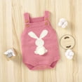 thumbnail image 2 of YunPes Boys and Girls 3D Bunny Tail Decoration Suspenders Knitted Romper Children's Easter Wear Boys Snap up Rompers, 2 of 8