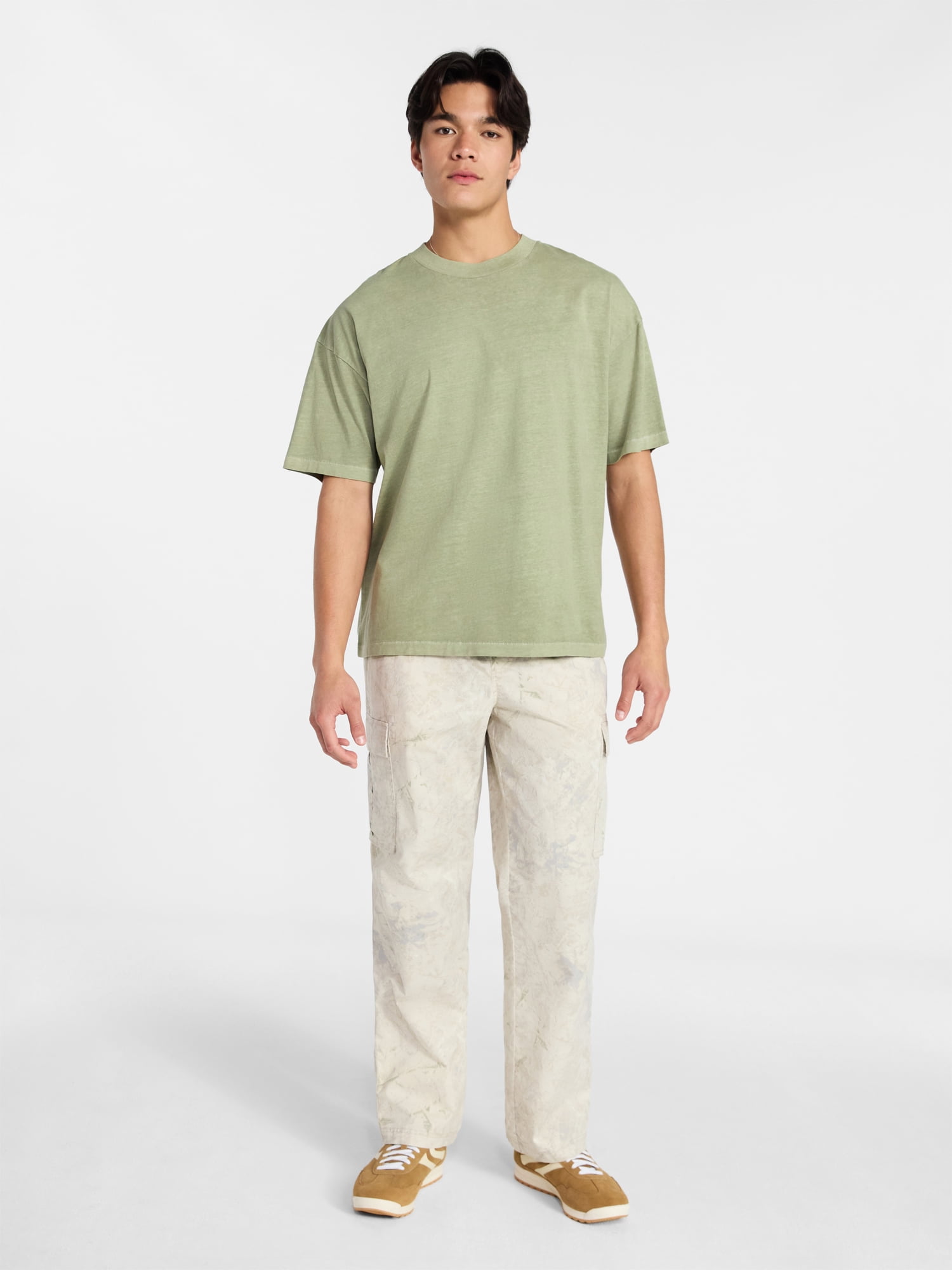 No Boundaries Men's Oversized Boxy Tee with Short Sleeves, XS-4XLT