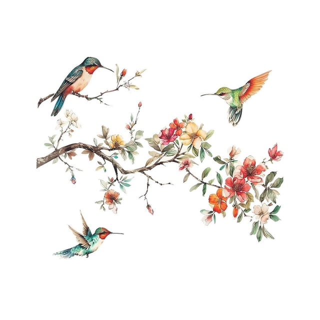Pegatinas de pared con diseño de pájaros y flores, extraíbles, modernas y creativas, para decoración del hogar, dormitorio, cocina y oficina