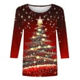 thumbnail image 5 of LEKWK Christmas Blouses for Women 2025 Xmas Tree Crew Neck 3/4 Sleeve Tops Teacher Outfits for Women Cute Cute Christmas Sweaters for Women, 5 of 5