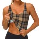 thumbnail image 3 of Balery khaki coffee plaid Sujetadores deportivos con espalda cruzada para mujer, acolchados, sin costuras, de alto impacto, ideales para yoga, gimnasio, entrenamiento y fitness.-Medium, 3 of 8