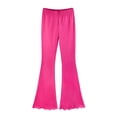 thumbnail image 3 of ATOGUTA School Pants for Girls High Waisted Casual Stretchy Basic Kids Bell Bottoms Pants for Everyday Wear Size 4T-16, Hot Pink, 3 of 6