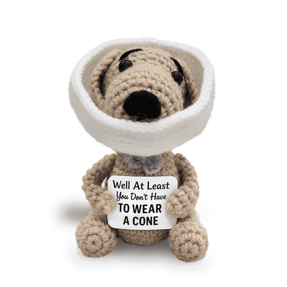 Handmade Crochet Dog Figurines with Sign, Funny Recovery Encouragement Gift