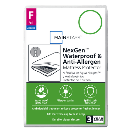 Mainstays NexGen Waterproof Anti-Allergen Zippered Mattress Protector  Full/Queen