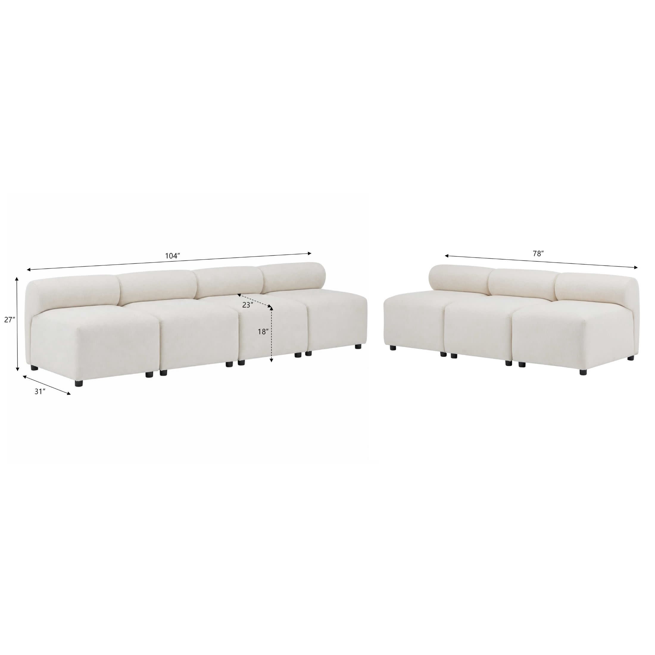Christopher Knight Home 7-Seat Upholstered Modular Sectional Sofa, Round-Back with Deep Cushions, Beige