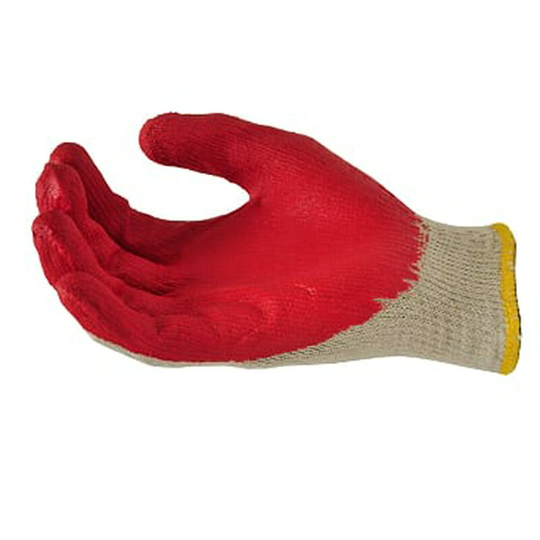 20Pairs Red Half Coated Gloves String Knit Palm Latex Dipped