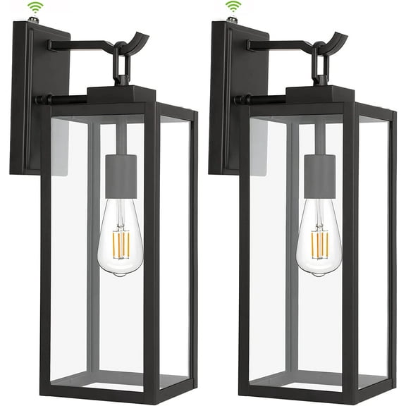 Large Size Dusk to Dawn Outdoor Wall Lanterns, 18 Inch Outdoor Wall Light Fixtures, Matte Black Porch Lights, Exterior Wall Lighting, Architectural Outdoor Sconces, ETL Listed, 2 Pack