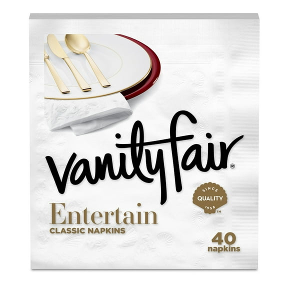 Vanity Fair Entertainment Classic Everyday Disposable Paper Napkins, White, 40 Count - Pack of 2