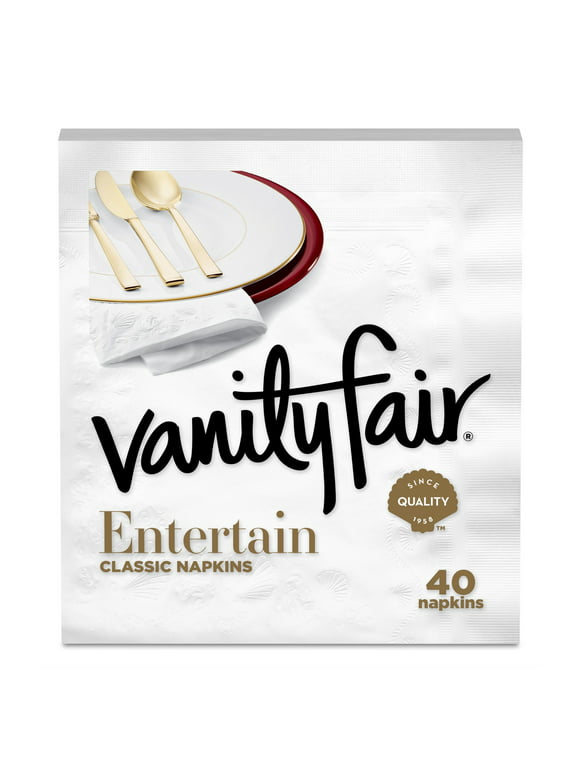 Vanity Fair Entertainment Classic Everyday Disposable Paper Napkins, White, 40 Count - Pack of 2