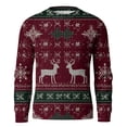 thumbnail image 5 of Men's Long Sleeve Knit Sweaters Crew Neck Christmas Print Pullover Sweaters Fall Winter Casual Knitwear Red 4XL, 5 of 6