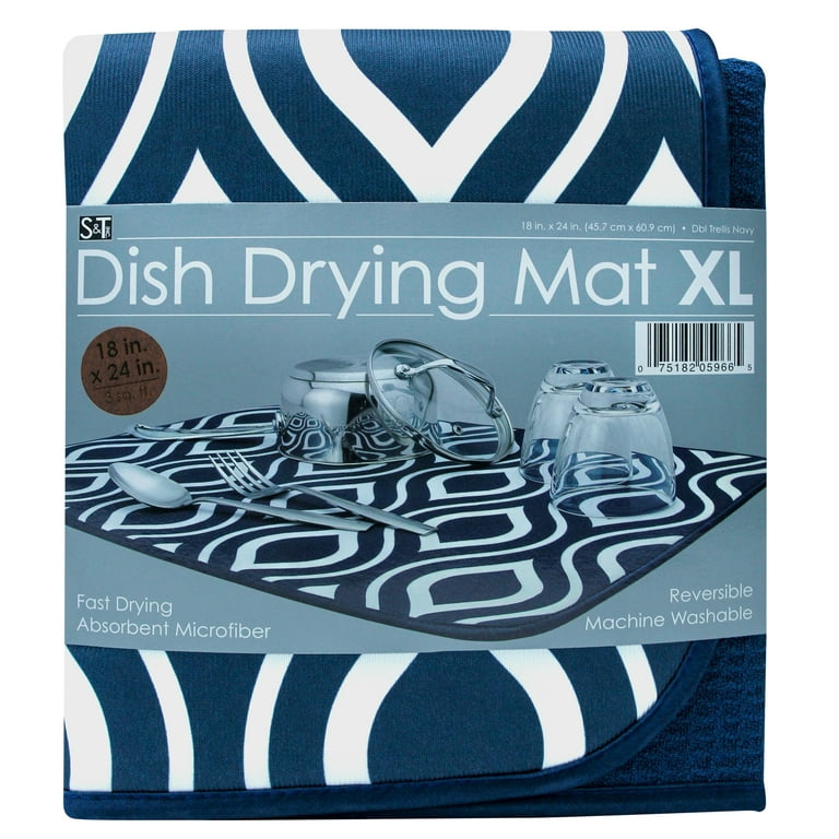 S&T XL Reversible Microfiber Dish Drying Mat - Teal - 18 x 24 