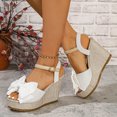 thumbnail image 3 of Rokment Womens Bowknot Wedge Dressy Sandals Elegant Open Toe Ankle Strap Platform Chunky High Heels Summer Dress Shoes for Bride Wedding Business Office, 3 of 7