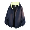thumbnail image 4 of Stylish Jackets for Men Jerdar Men Contrast Color Hood Zip Up Sweatshirt Jacket, Oversized Loose Long Sleeve Hoodie with Kangaroo Pocket, Cotton Autumn Casual Outer Coat, 4 of 5