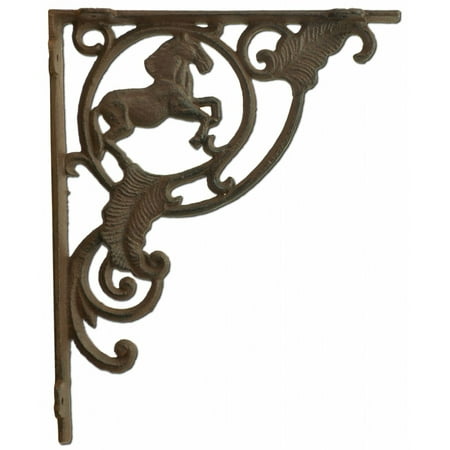 

Hanging Wall Shelf Bracket Horse Pattern Brown Cast Iron Medium 8 Deep