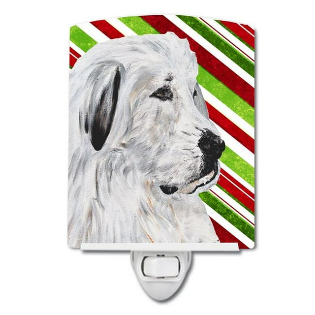 Carolines Treasures SC9810CNL Great Pyrenees Candy Cane Christmas Ceramic Night Light