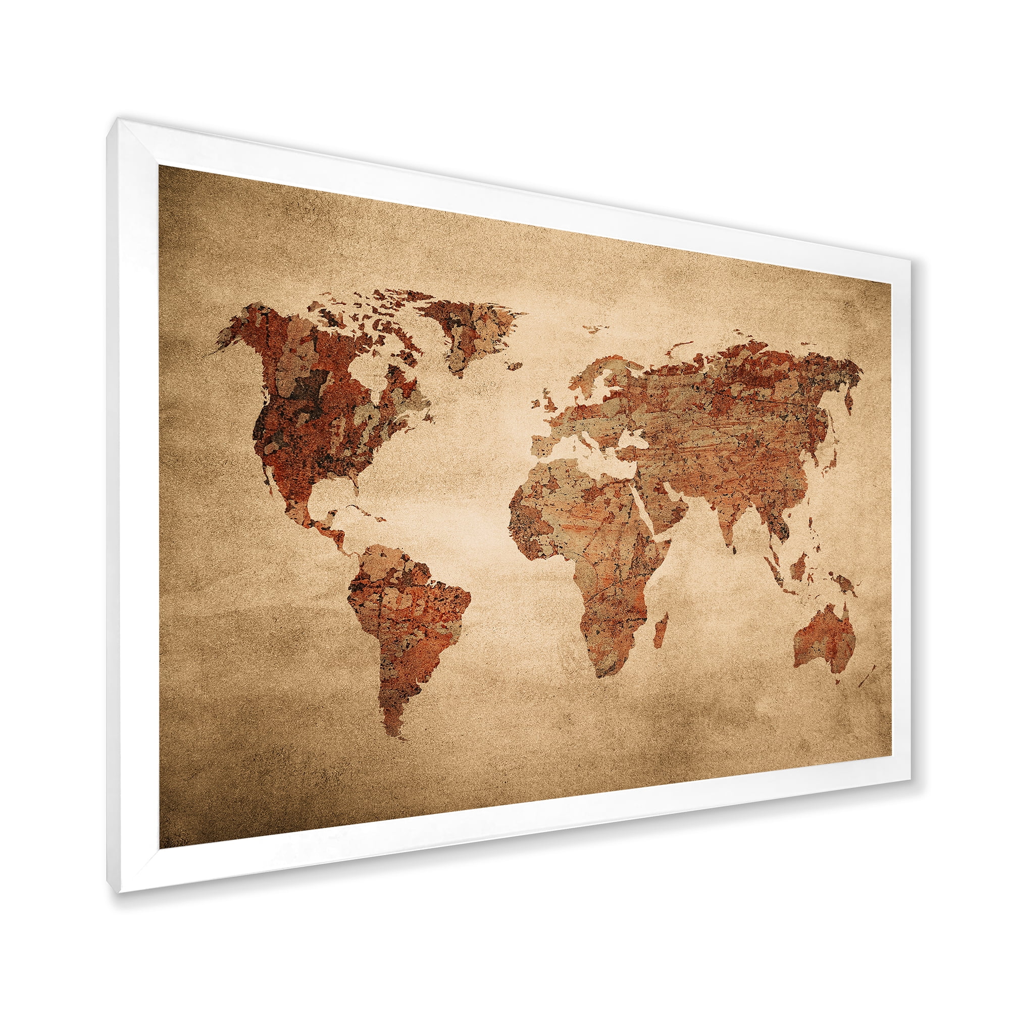 Designart 'Ancient World Map VII' Vintage Framed Art Print