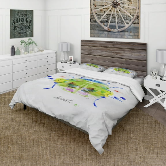 Designart 'Monotype colorful beetle' Animals Duvet Cover Set