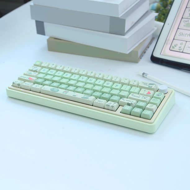 Kit de teclado mecánico de bricolaje con retroiluminación RGB de perilla (verde con teclas)