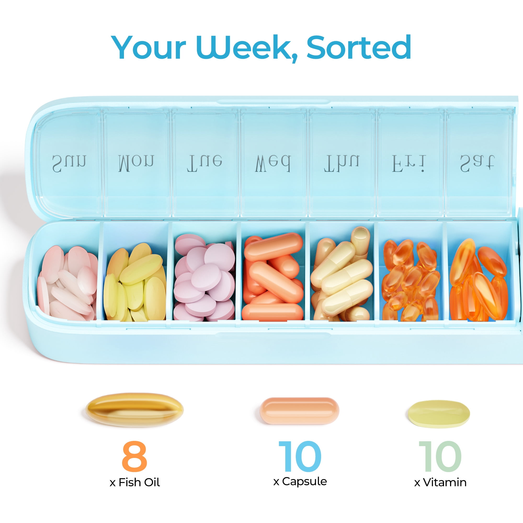 Bluetooth Electronic Pill Dispenser with Alarm, Smart Pill Organizer with Reminder&Light, Pill Timer Tracker, Automatic Medication Dispenser, Weekly 7 Day Pill Case 1 Time a Day for Travel