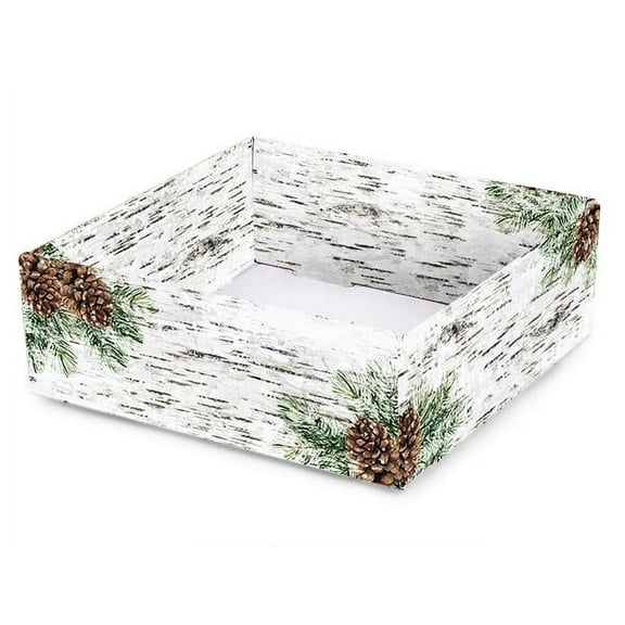 Pack of 6, Birch and Pine Gourmet Decorative Corrugated Tray, 8x8x3" for Tall Displays or Holding Gourmet Meat and Cheese Trays