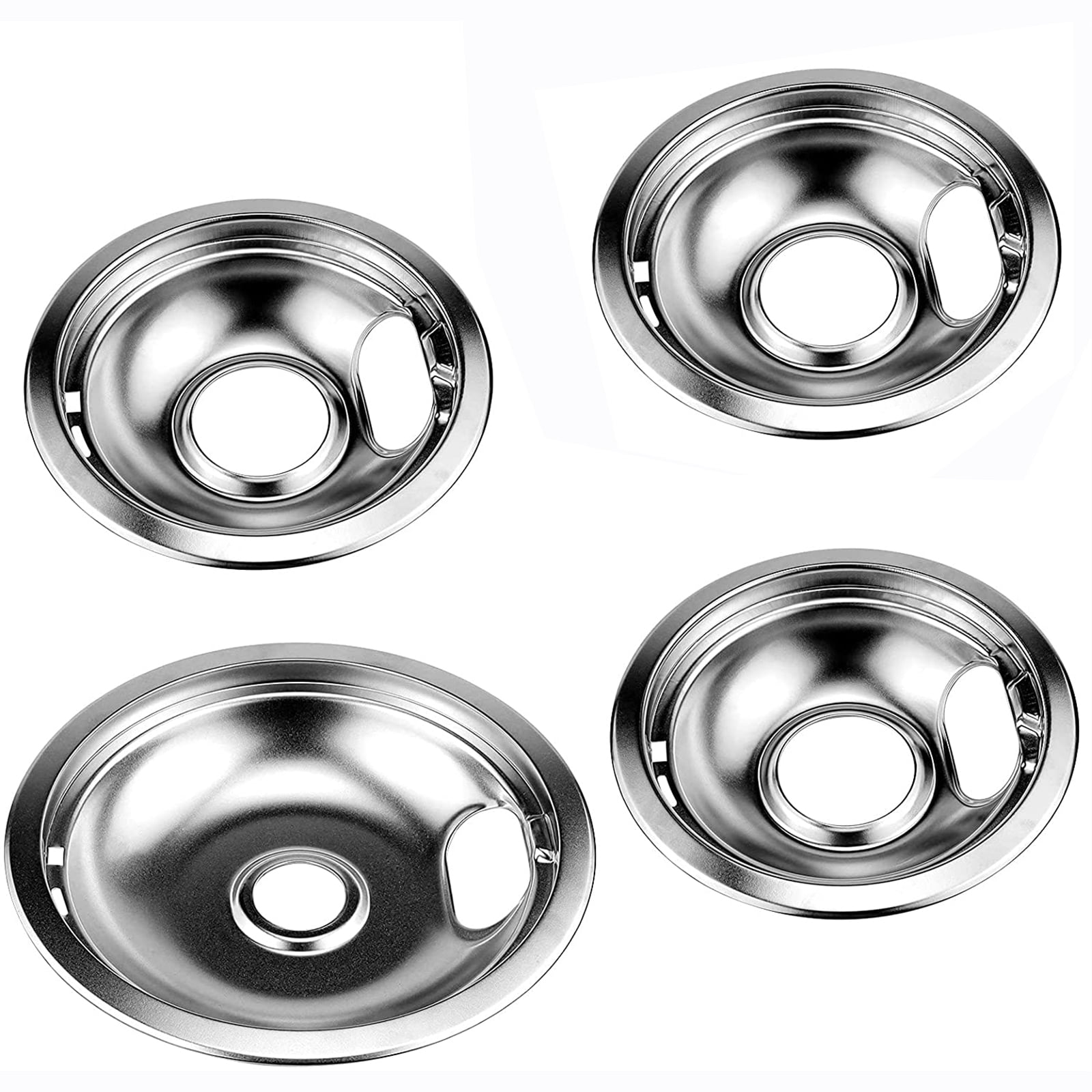 Beaquicy W10196405 & W10196406 Gas Stove Burner Covers Chorme Range Drip Pans Set for Whirlpool