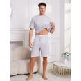 thumbnail image 4 of U2SKIIN Mens Pajama Set, Short Sleeve Lightweight Sleepwear Soft Nightwear Set With Pocket,(Light Blue Mel.L), 4 of 5
