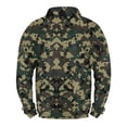 thumbnail image 4 of Men's Camo Print Stand Collar Sweatshirt, Spring Fall Outdoor Casual Button Front Pullover for Hiking, Sports,Dark Green,L, 4 of 4