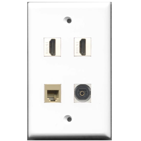 Ultra Spec Cables 2 Port HDMI 1 Port Phone RJ11 RJ12 Beige 1 Port Toslink Wall Plate