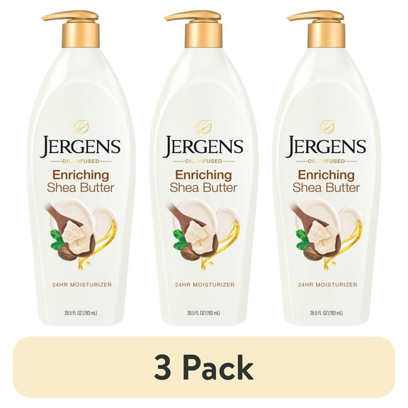(3 pack) Jergens Shea Butter Hand and Body Lotion, Dry Skin Moisturizer, Dermatologist Tested, 26.5 oz