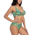 thumbnail image 2 of Wukai Animals with Leaf Women's Bikini Set Two Piece,wimsuit High Waisted V Neck Twist Front Adjustable Spaghetti Straps Bathing Suit-XX-Large, 2 of 7