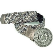 No Boundaries - Rhinestone-Studded Metallic Braided Belt