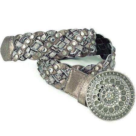 No Boundaries - Rhinestone-Studded Metallic Braided Belt