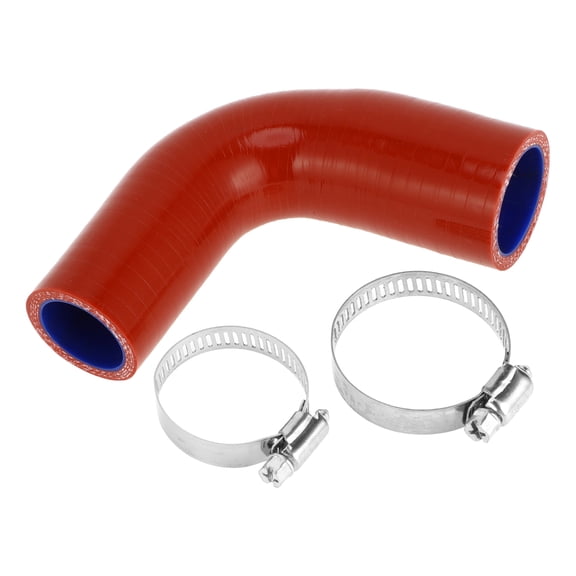 Unique Bargains 1 Set 28mm/1.1"-32mm/1.26" ID 90mm/3.54" Length 90 Degrees Red Blue Car Silicone Hose with Clamps Coolant Hose Universal