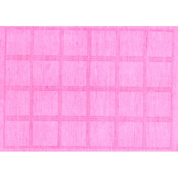 Ahgly Company Indoor Rectangle Solid Pink Modern Area Rugs, 4' x 6'
