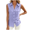 thumbnail image 2 of Yievot Womens Button Down Sleeveless Shirt with Pockets Collared Casual Summer Office Workwear Tops, 2 of 8